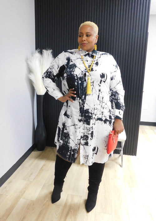 Mixed Emotions Shirt Dress (Curvy)