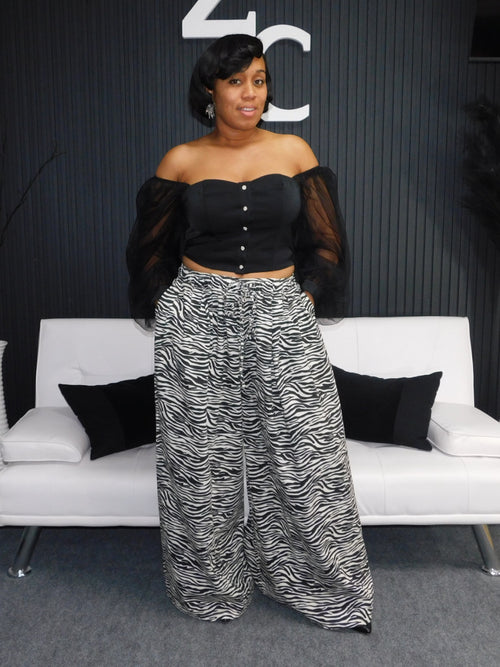 Denim Zebra Palazzo Pant