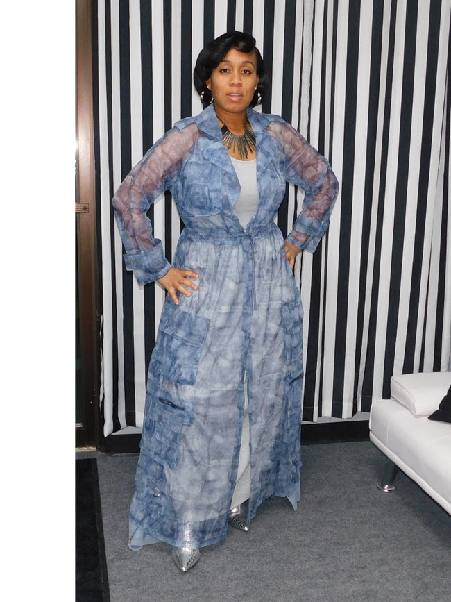 Denim Sheer Organza Duster