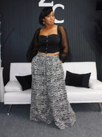 Denim Zebra Palazzo Pant