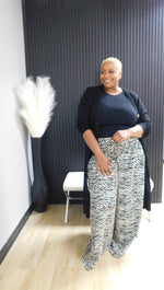 Denim Zebra Palazzo Pant